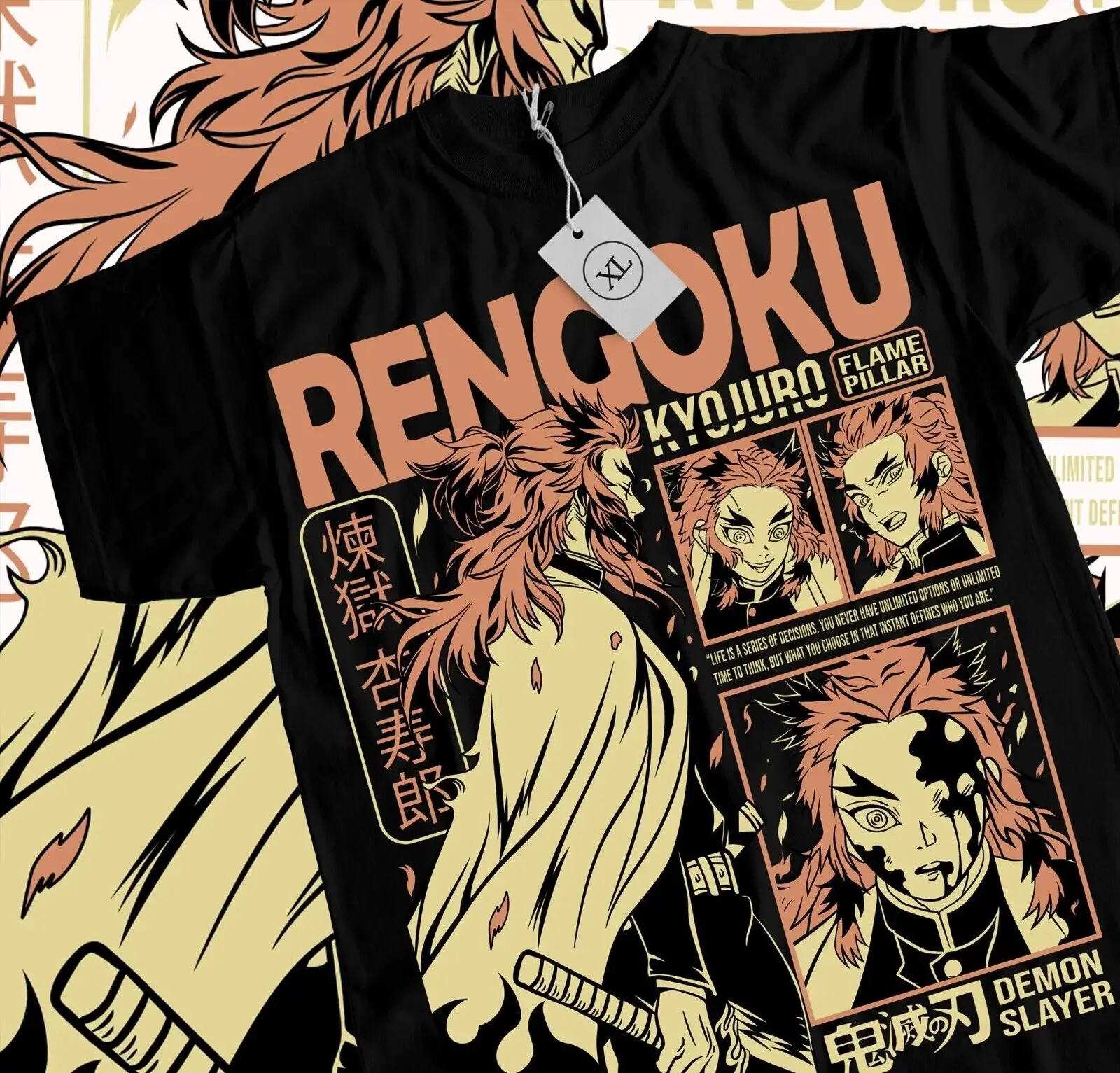 Kyojuro Rengoku T-Shirt Slayer Demon Vintage Anime Manga Horror Shirt All Size