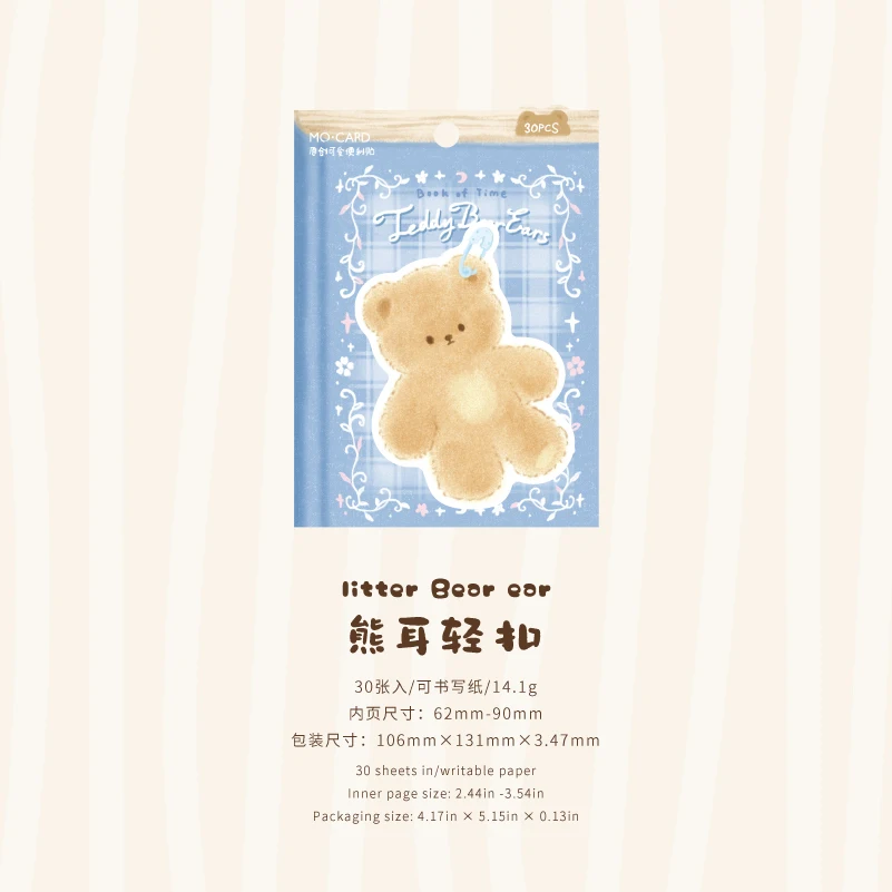 30 stuks Post-It-notities: Bear's Time Book-serie, Koreaanse schattige cartoon, studenten- en kantoornotities, laat een reactie achter