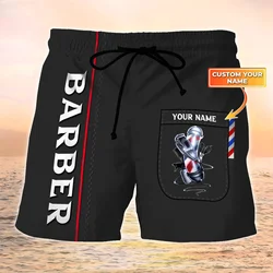 PLstar-pantalones cortos de barbero Cosmos con nombre personalizado para hombre, Shorts con estampado 3D, Unisex, para verano, playa, Harajuku, informales, DKD-06