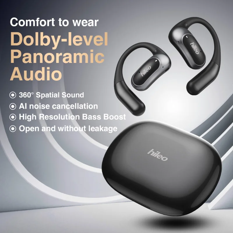 

HiLeo hi95 Открытые Bluetooth-наушники без вкладышей со звуковыми эффектами Dolby, шумоподавлением с двумя микрофонами, легкие, направленного производства