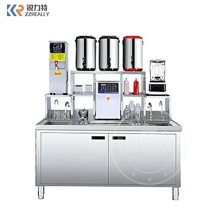 

Stainless Steel Commercial Milk Tea Refrigerator Fridge Work Table Milk Tea Shop Counter