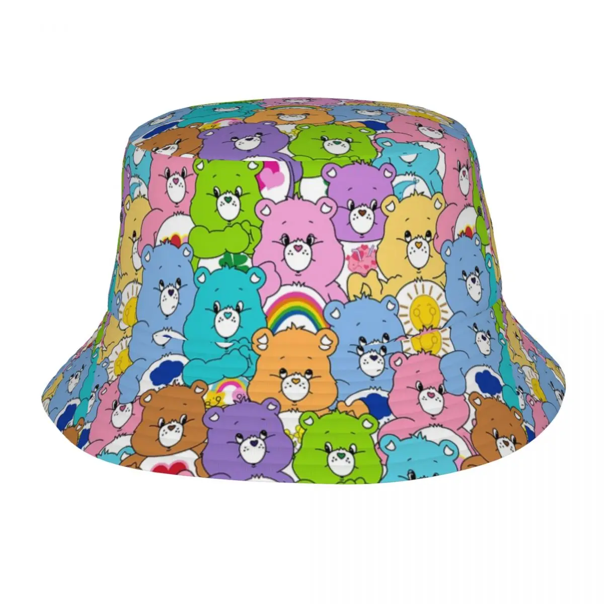 

Unisex Cute Bear Bucket Hat Colorful Pattern Foldable Fisherman Hats Summer Classic Fishing Caps Streetwear Design Visor Hat