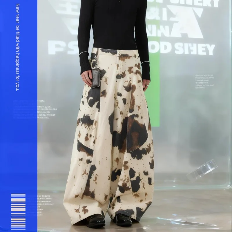 

Мужские джинсы в американском стиле на флисовой подкладке, осенне-зимние, утолщенные, свободные, широкие, расклешенные