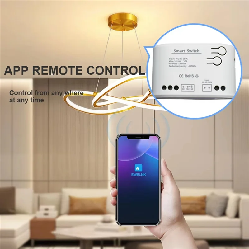 Ewelink Smart Wifi Switch Module Micro-USB 5V AC DC 7-32V RF433 Radio Remote Control 1 Channel Inching Relay Smart Home-Y47A