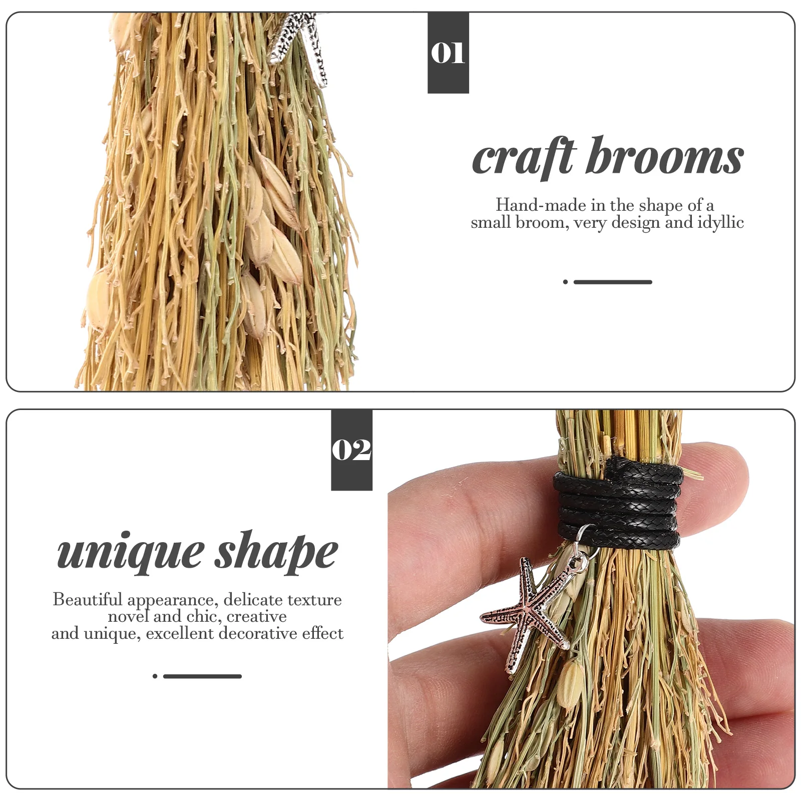 

2 Pcs Whisk Broom Mini Pendant Halloween Decorations Broomstick Ornaments Props Decorative