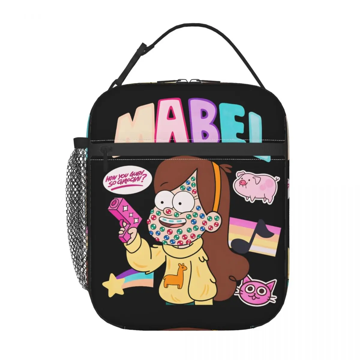 Gravity Falls Lunch Bag Funny Lunch Box For Women School Portable Insulated Cooler Bag Oxford Graphic Thermal Tote Handbags