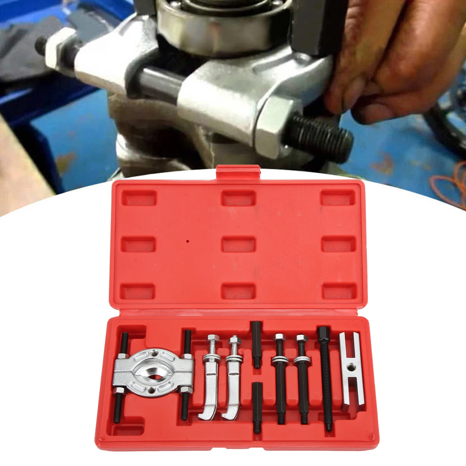 

Bearing Separator Puller Set Portable Bearing Removal Tool Kit Metal Bearing Splitter 9pcs Bearing Puller Set