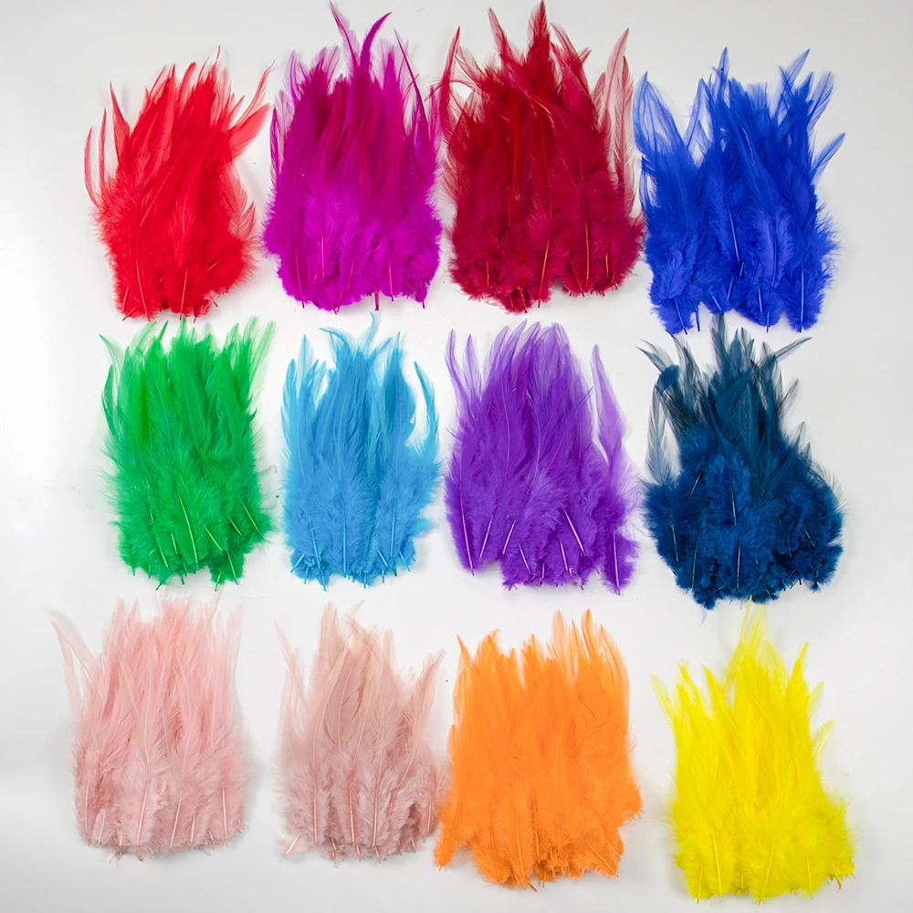 50 PCS Natural Chicken Cock feather Multicolors Pheasant Rooster plumas Decoration plumas for Party Dress Jewelry Making 4-6\