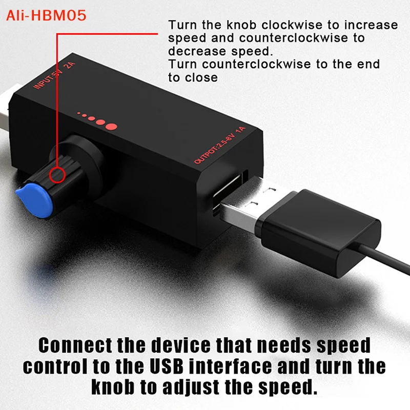 (HB05)5W DC5V2A Fan Induction Speed Controller With Switch USB Protection Type-C USB Laptop Cell Phone Cooling Fan Controller