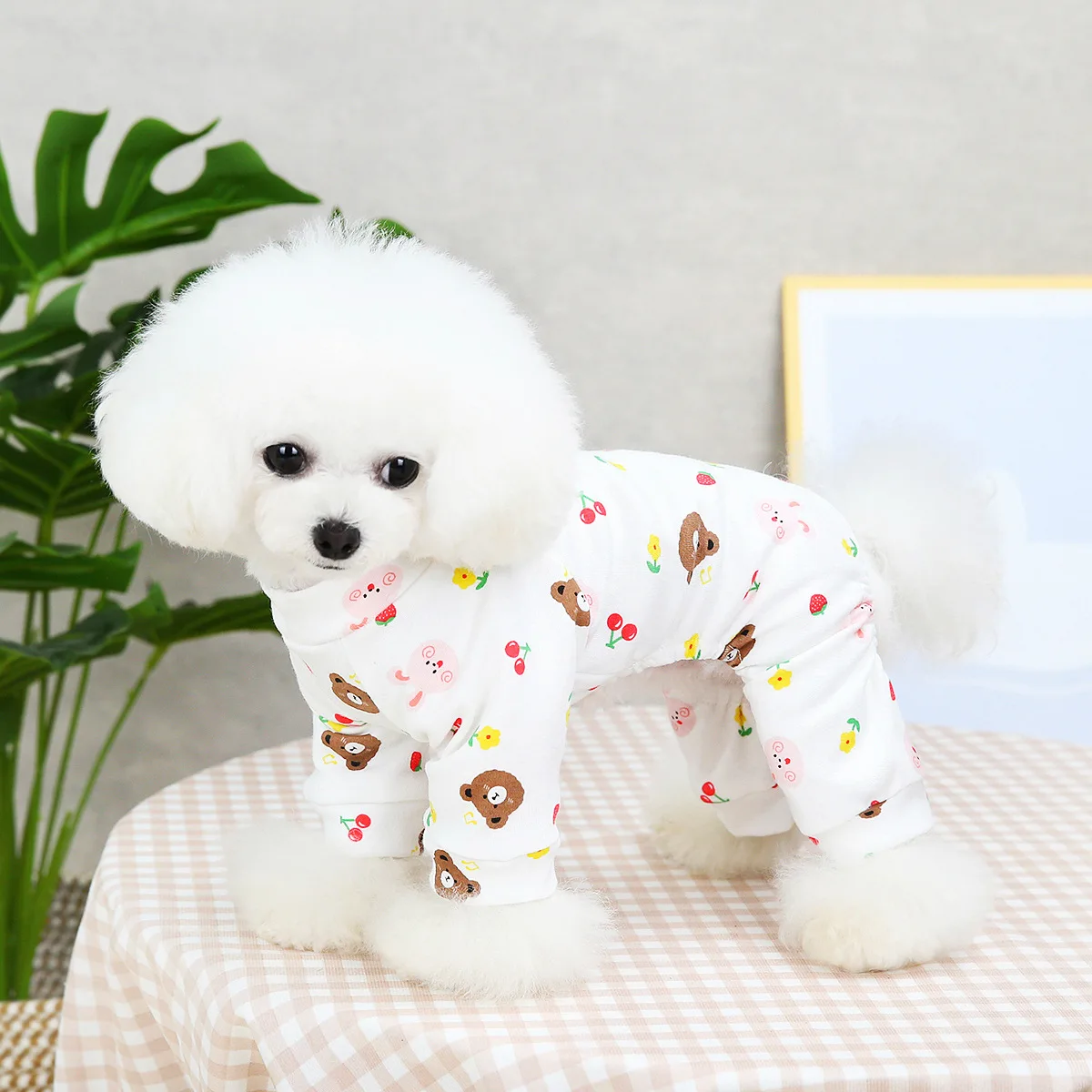 Teddy Home Clothes Puppy Four-legged Clothes Bear Print Dog Clothes Pomeranian Cool Summer Clothes Pet Dog Pullover