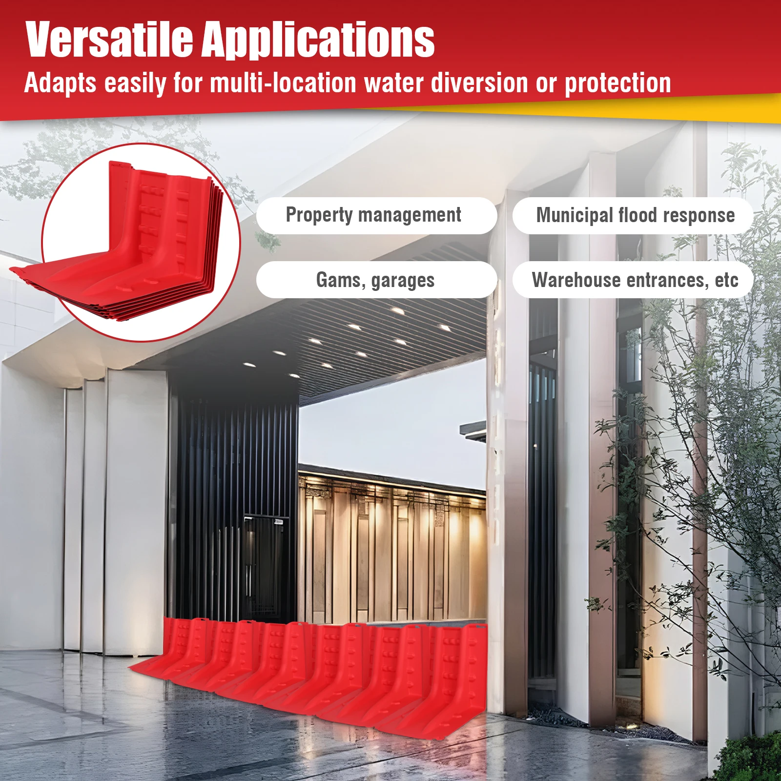 6pcs L-Type Flood Protection Barrier ABS Flood Control Box Wall Removable Combination Water Barrier for Underground Passages