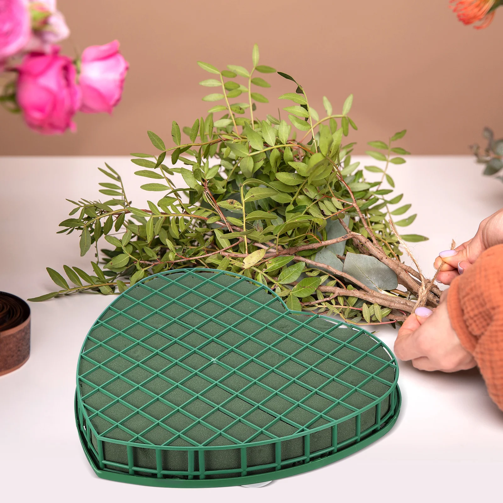 

1Pcs Wedding Car Flower Mud Plate Green Large Size DIY Floral Foam Block Suction Cup for Home Shop Decor Events