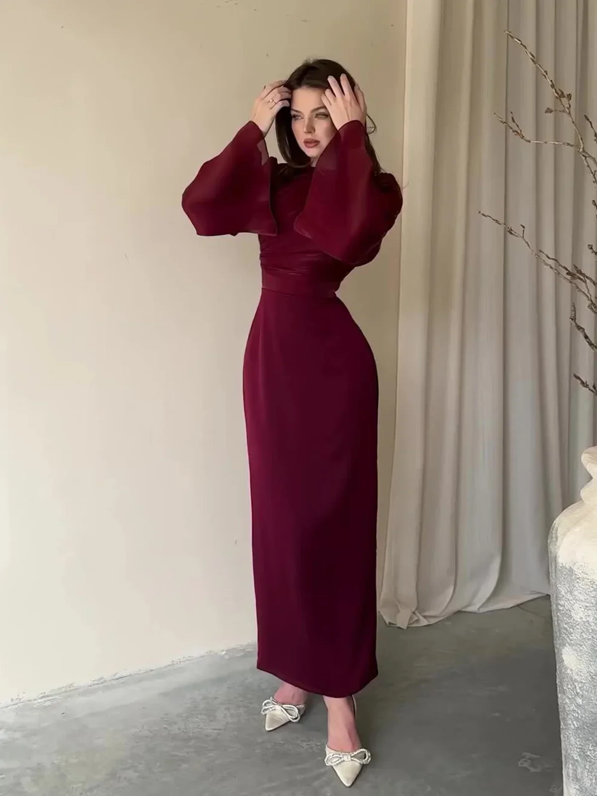 Muzułmańska jedwabista suknia wieczorowa Eid Ramadan Vestidos Arabska długa szata Maroko Kaftan Dubaj Islam Kobiety Sukienki imprezowe Abayas Jalabiya