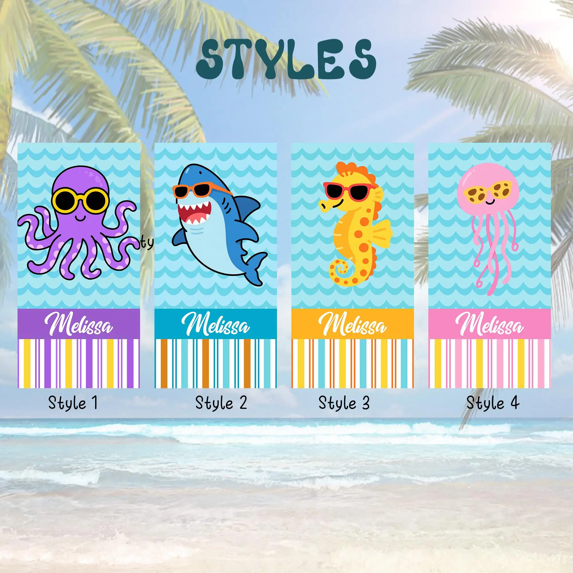 Octopus Shark Beach Towel Custom Towel 3D Print Super Absorbent Quick-dry for Summer Vacation Outdoor Camping Perfect Gift