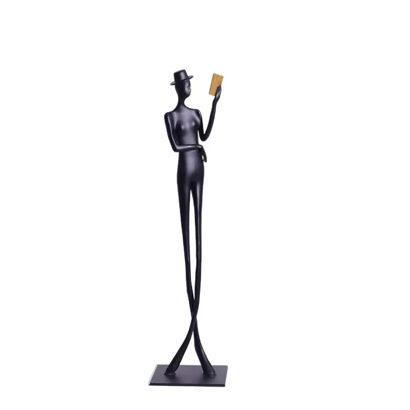 

Modern elegant metal reading man ornament, metal black cast aluminum elegant reading woman desktop decoration