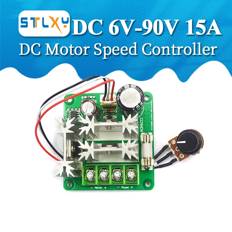 DC 6V-90V 15A DC Motor Speed Controller Stepless Speed Regulation Pulse Width PWM DC 12V 24V 36V 48V 1000W DC 6V-90V 15A DC Moto