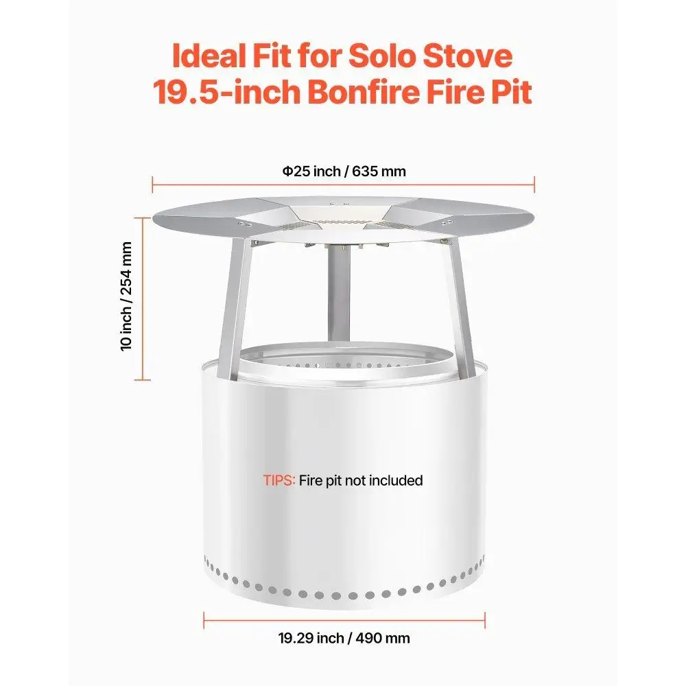 Stainless Steel Fire Pit Heat Deflector for 25 Inch Bonfire Outdoor Fire Pits