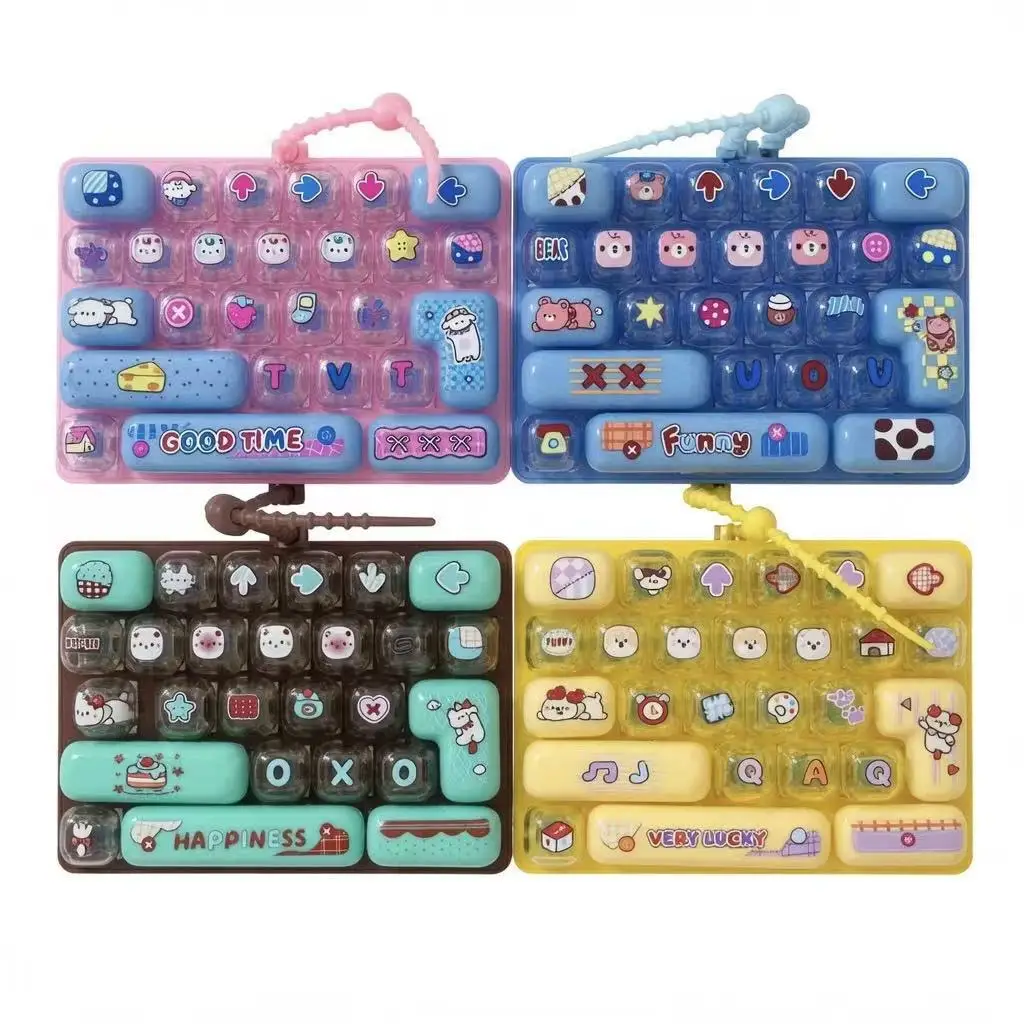 26Grid Keycap Clicker Anti Stress Fidget Keyboard Keychain Decompression Button Cartoon Hand Relax Party Favor Gift