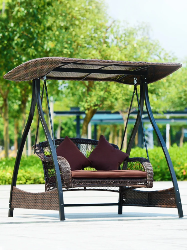 Purple leaf outdoor swing hanging chair double courtyard balcony swing chair Outdoor Yard adult rocking chair rattan swing