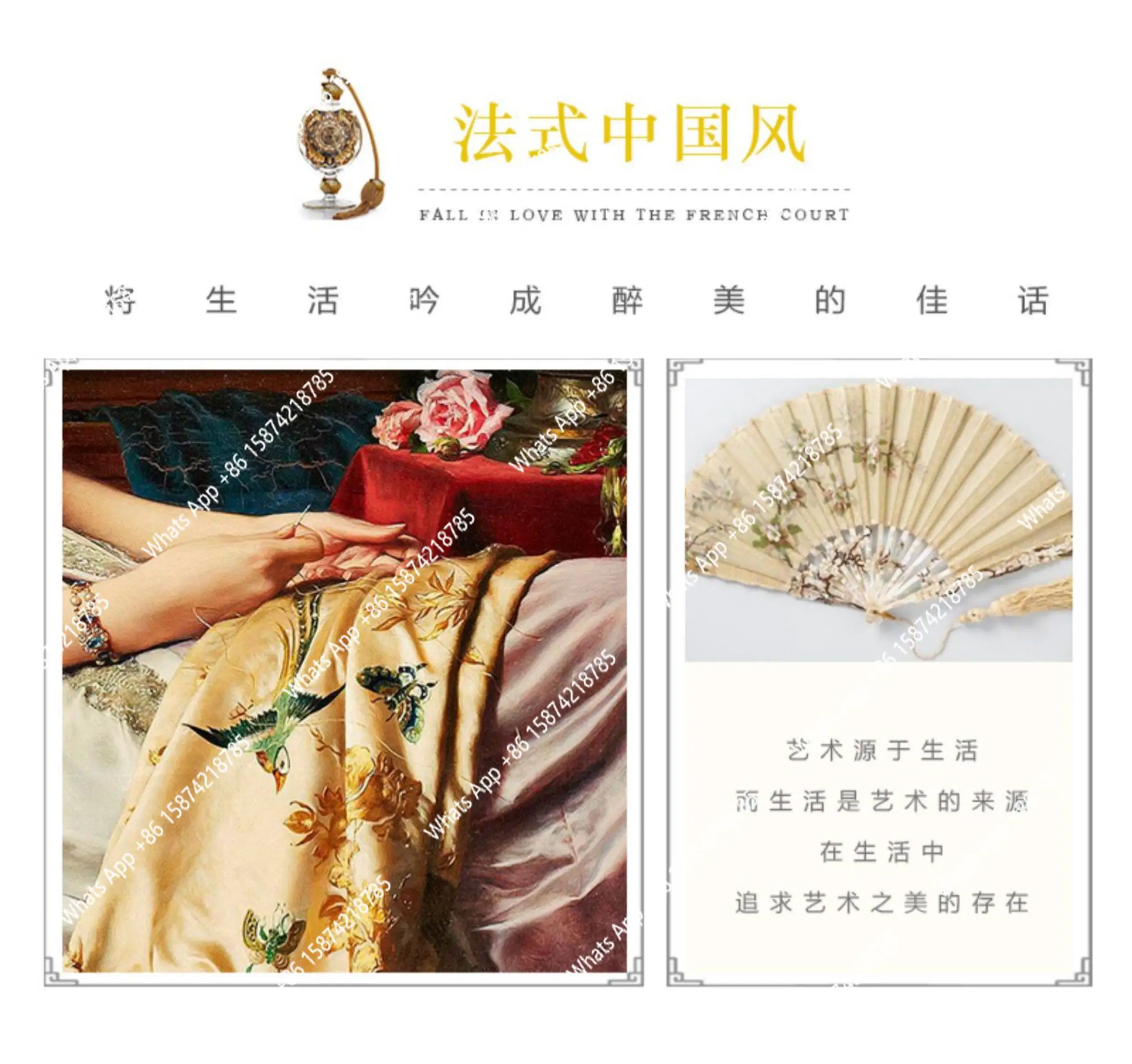 American country luxury new Chinese gold entrance villa gold leaf vintage hand-painted rectangular decorative mirror