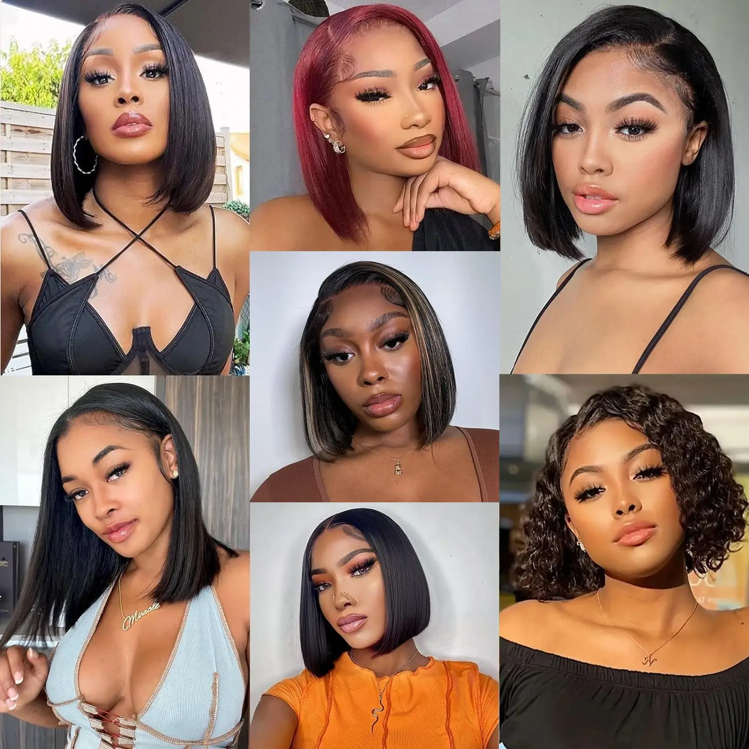 Wig Bob Pendek Rambut Manusia 4X4 Wig Rambut Manusia Renda Pra Pencabutan untuk Wanita 13X4 Wig Rambut Manusia Renda Depan 10 Inci Wig Bob Renda