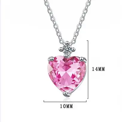 925 Sterling Silver 4 Carat D Color Heart Moissanite Pendant Necklace For Women Sparkling Pink Gemstone Party Fine Jewelry