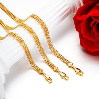 XP Jewelry --( 45 60 cm x 6 mm) 24 k Pure Gold Plated 2 Woven Chain Necklaces for Men Women Fashion Jewelry