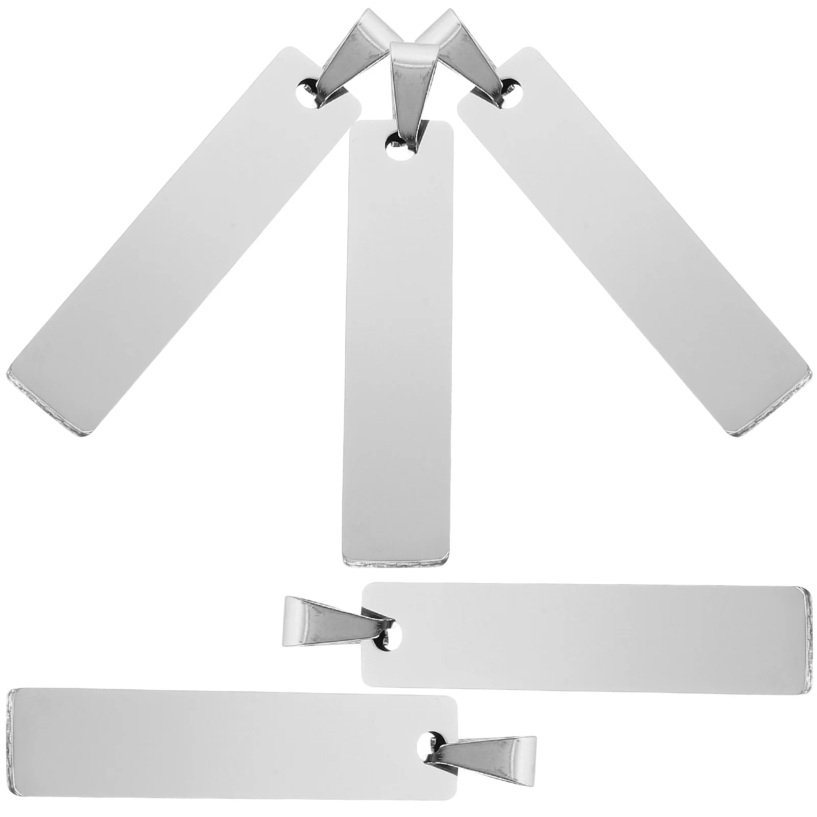 

5pcs Stainless Steel Keychains Stamping Bar Pendant Blank Necklace DIY Hanging Tags Charm Tabs Smooth Surface Mirror Finish