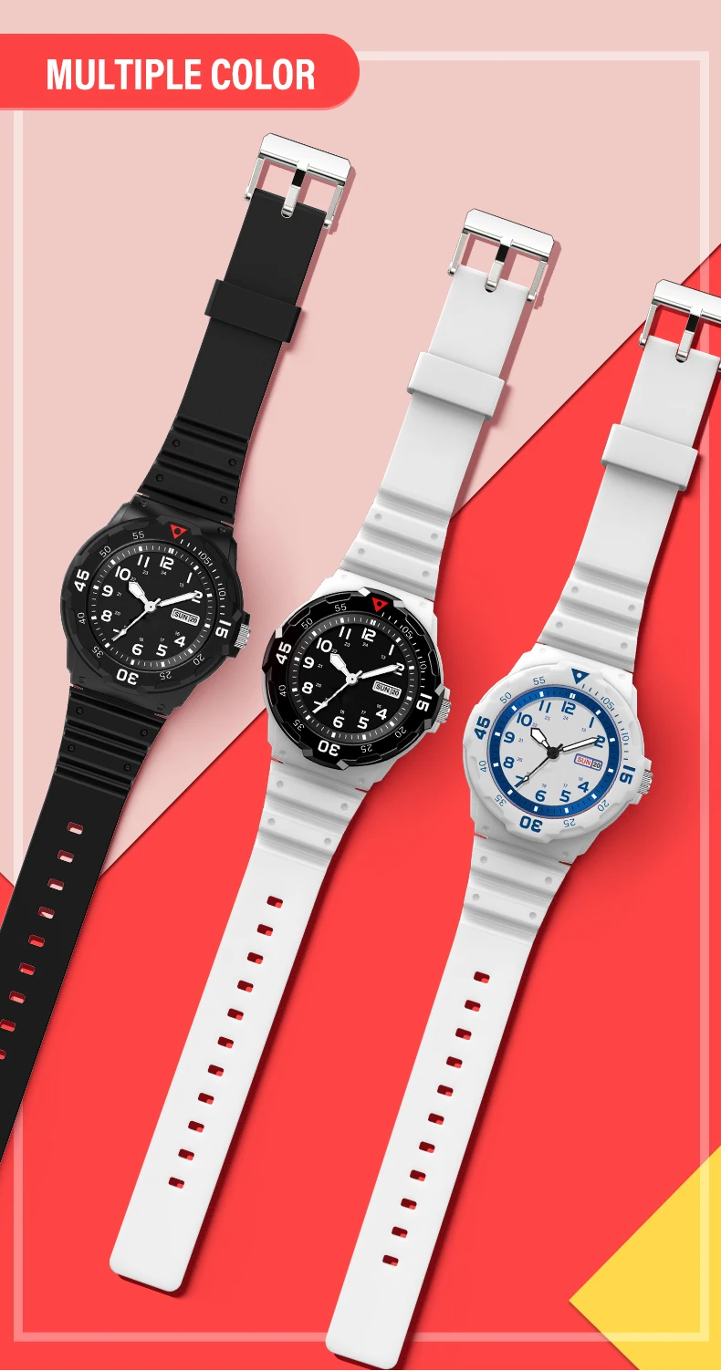 Student Watch 3ATM Waterproof Luminous Quartz Dial Rotatable Fashion Sports Watch Unisex