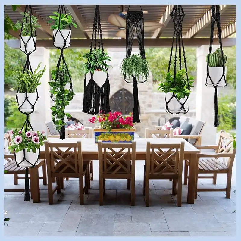 MLGB-Plant Hangers 6Pack Hanging Planters For Indoor Plants W/Hangers Kit Handmade Macromay Plant Hangers Indoor Flower Pots