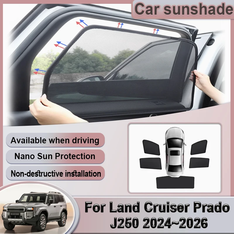 

Car Mesh Sunshade For Toyota Land Cruiser Prado J250 MK5 2024 2025 2026 Lexus GX MK3 Window Magnetic Visor Sun Shade Accessories