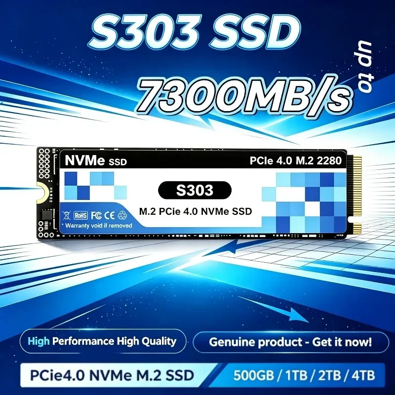 S303 M.2 NVMe SSD Internal Solid State Drive 500GB-4TB High Speed 7300MB/s PCIe 4.0 Gaming Drive Works for  Laptop PC