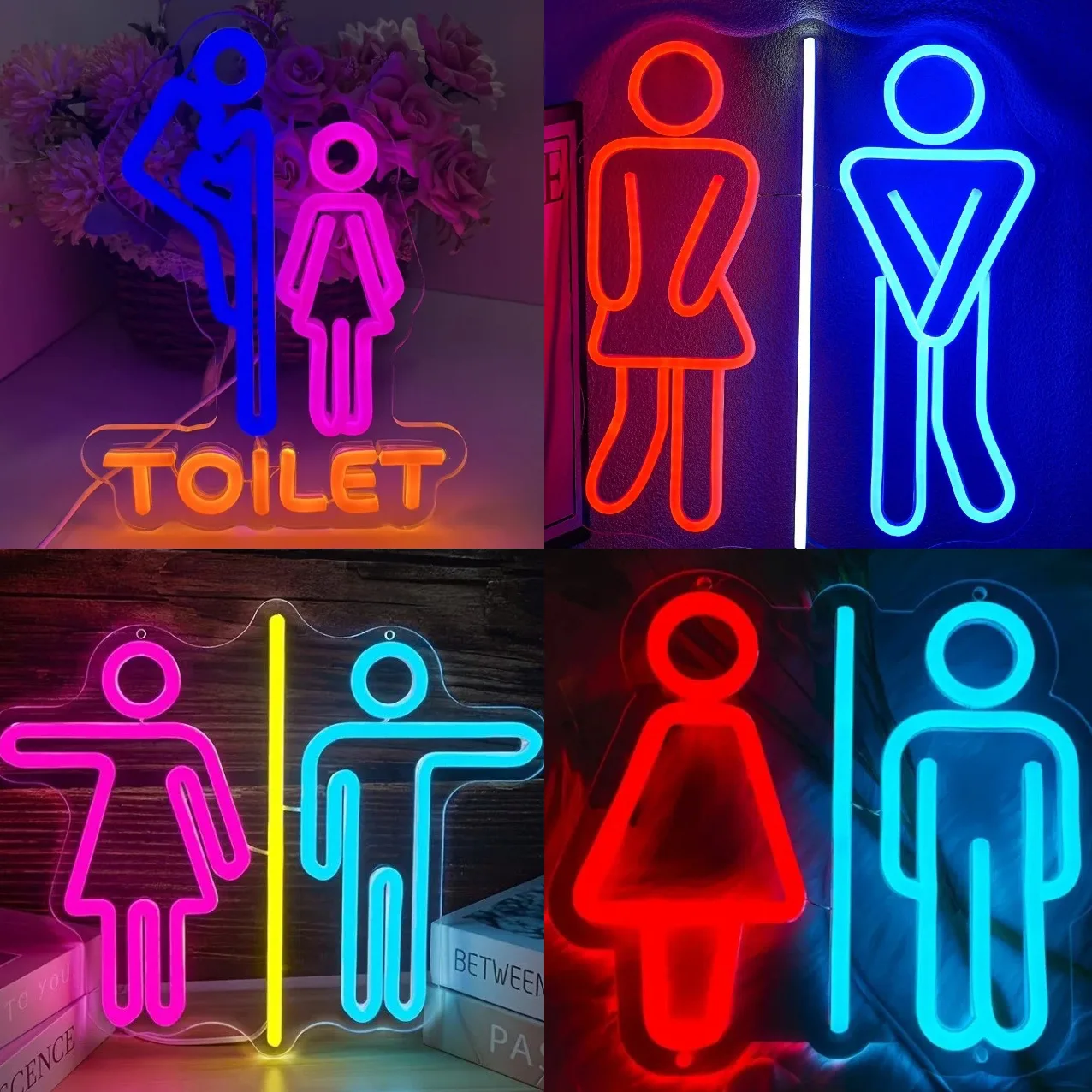 Male Female Restroom LED Neon Sign USB Bathroom Toilet Indicator Wall Light Bar Cafe Restaurant Hotel Washroom Door Marker