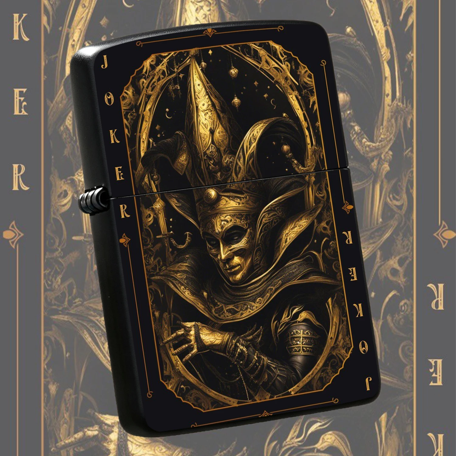 Retro Black Gold Tarot Themed, Exquisite Gold Foil Engraved Craft, Collectible Stylish Windproof, Dark Aesthetic Creative Decor, Unique Gift For Men Daily Use A Fun And Humorous Lighter