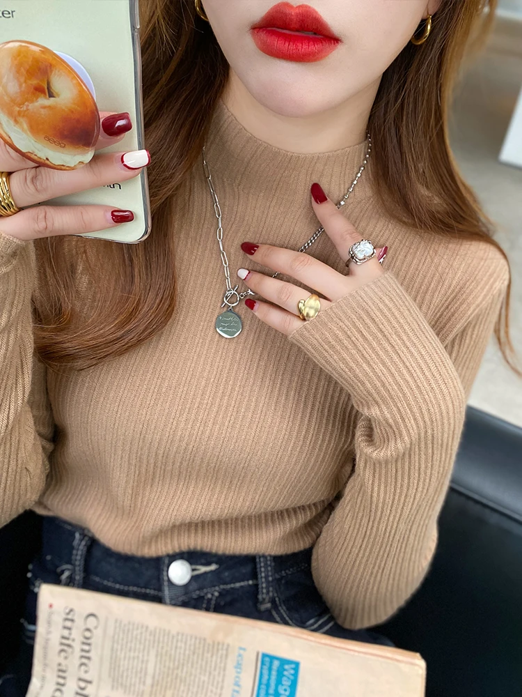 Sweater Women's Autumn and Winter 2023 New Fit Versatile Wool Knit Long Sleeve Top Spring and Autumn Underlay