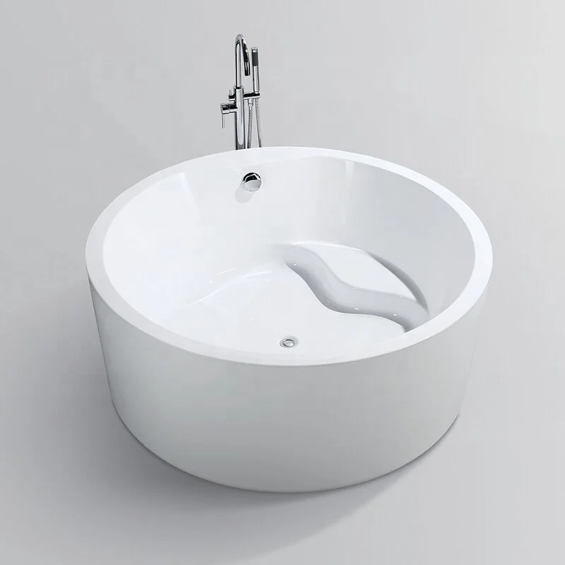 Hotel Japan Modern Soaking Deep Round Acrylic Bath with Seat
