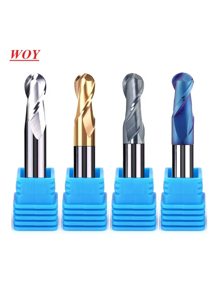 

WOY Ball Nose End Mill Tungsten Carbide Cutter CNC Router Bit Milling Tool R0.5 6mm 8mm 10mm HRC50 55 65 2 4 Flute