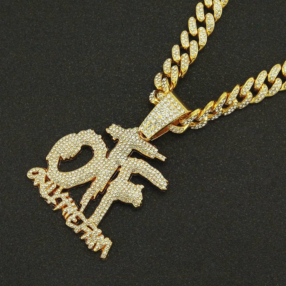 

Hip Hop Fashion English Letter OTF Pendant Cuban Chain Necklace, Suitable For Daily Wear By Men And Women , Rock Party Jewelry