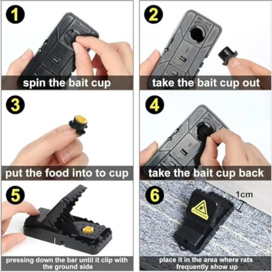 Armadilhas para ratos, 6 pacotes, internas e externas, rápidas, eficazes, reutilizáveis, armadilhas para ratos pequenos a grandes, mata instantaneamente com poderosa s