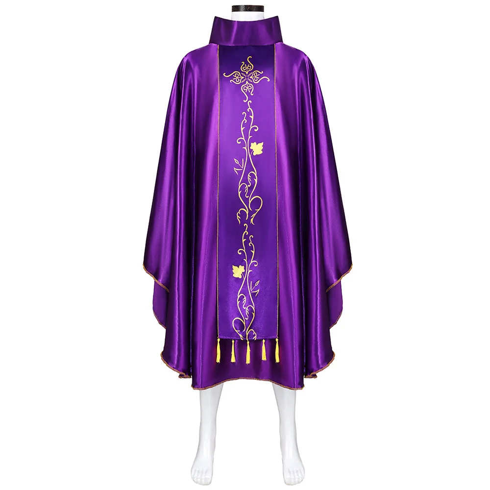 Medieval Priest Tassel Robe Cosplay Costume Three-color Artistic Halloween Women's Long Gown Festival Party Wear