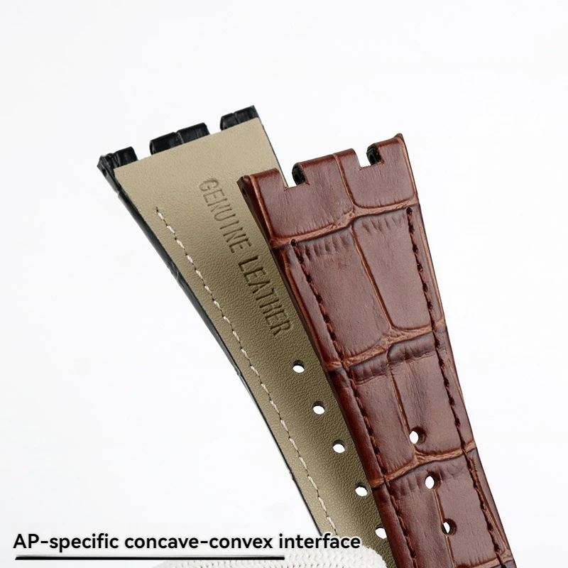26x18mm The first layer of cowhide leather Watch strap Men\'s notch watchband bracelet For AP Audemars Piguet 26320 26326 26331
