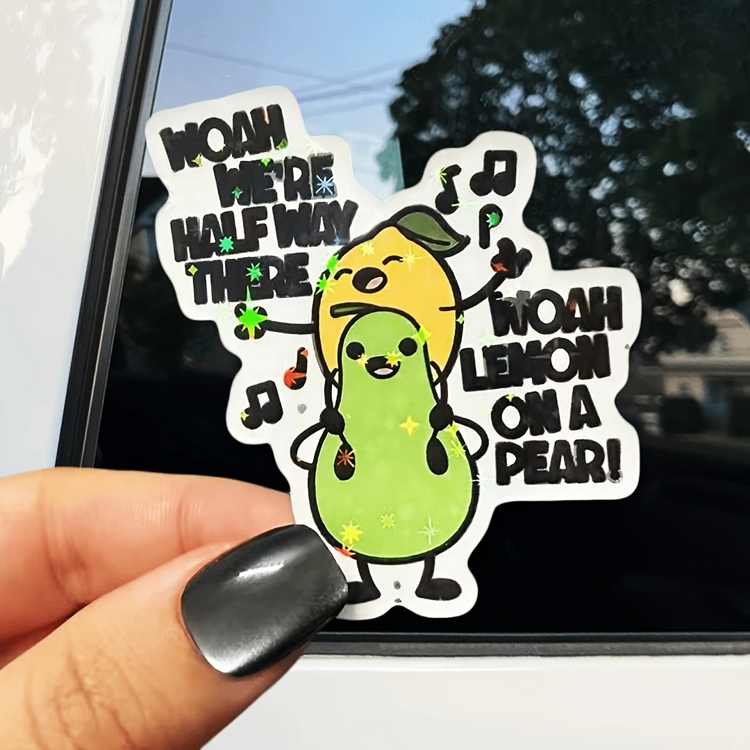 

Waterproof Vinyl Decals, 4Pcs Lovely Singing Fruit Meme Stickers for Daily Decor