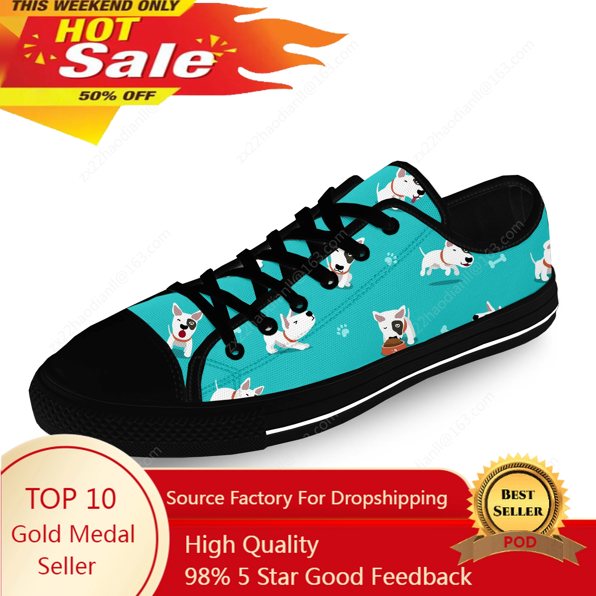 

Animal Bull Terrier Cartoon Dog Casual Cloth Fashion 3D Print Low Top Canvas Shoes Men Women Lightweight Breathable Sneakers