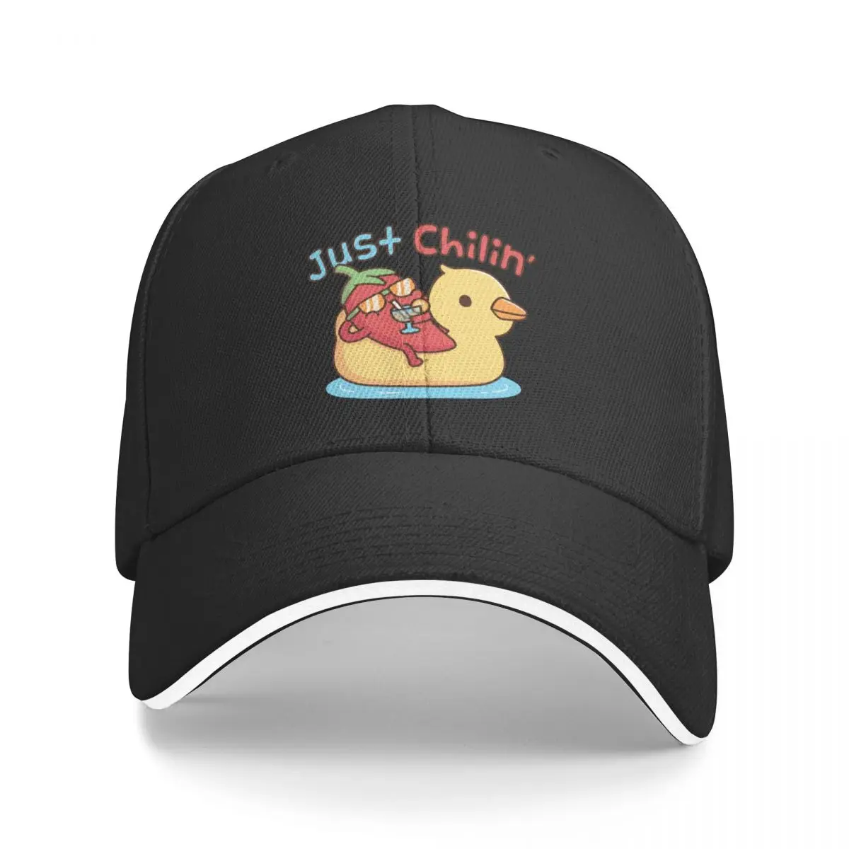 Funny Chili On Ducky Pool Float Just Chilin Pun Baseball Cap Luxury Cap Military Tactical Cap Women's Beach Visor Men's