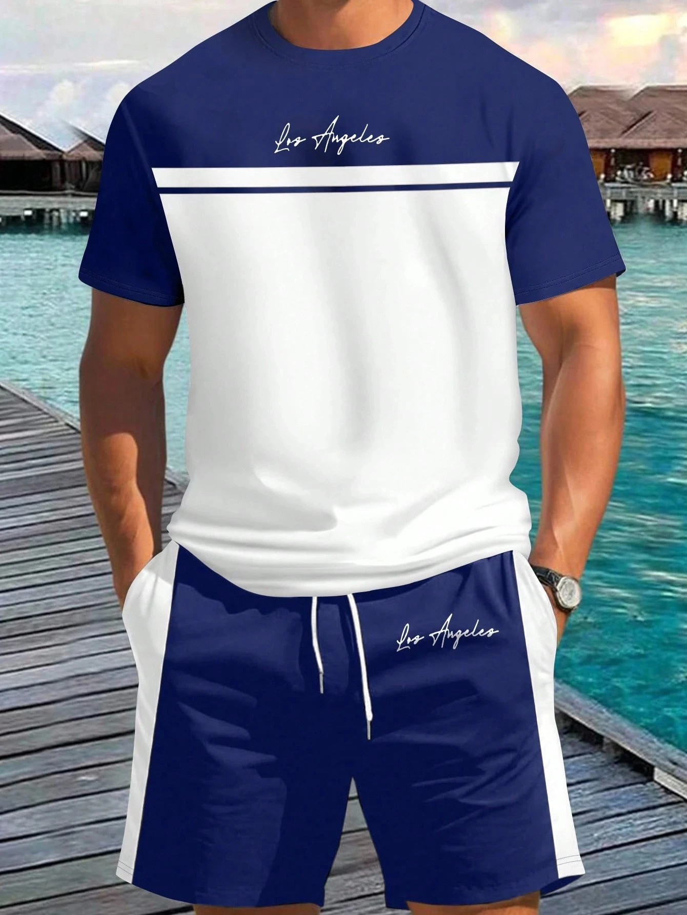 Men'S Fashion For Summer 2026 - เสื้อยืดแขนสั้นพิมพ์ลายตัวอักษรสำหรับผู้ชาย ฤดูร้อน 2026 ชุดกางเกงขาสั้นแฟชั่นสำหรับผู้ชาย เสื้อเชิ้ตลำลองสำหรับวันหยุดพักผ่อนริมชายหาด เสื้อท็อปสำหรับฤดูร้อน