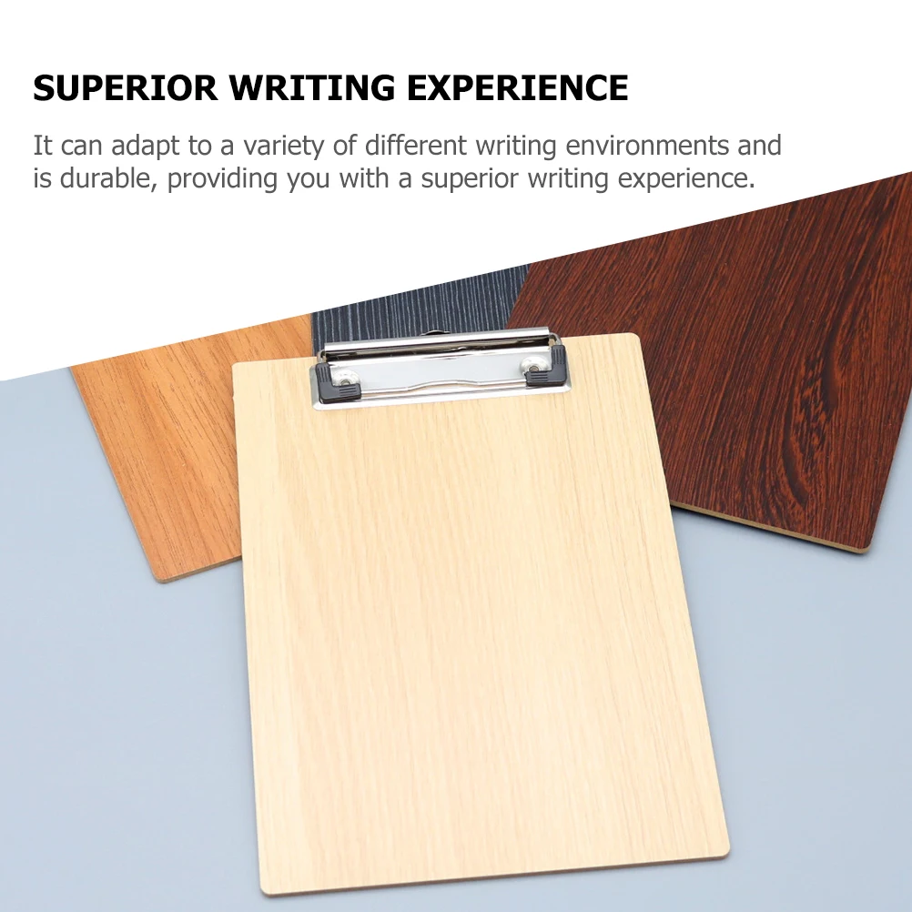 

3pcs Wooden Writing Board Clip Thick A4 Office Home School Portable Clipboard File Storage Ordering Board Black Gold Walnut
