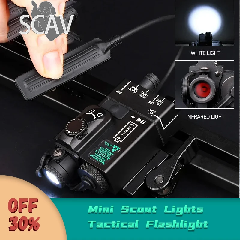 

WADSN Airsoft Full Metal DBAL Mini Scout Lights Tactical Flashlight Only White light LED Strobe NO Laser IR Hunting Weaponlights