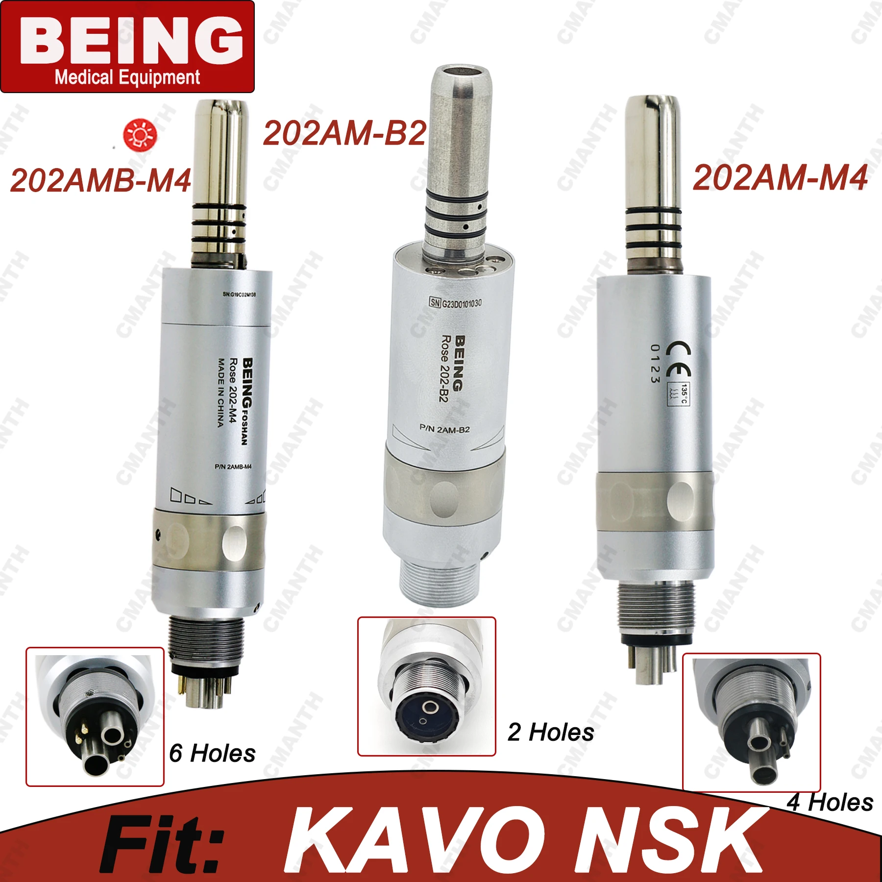 

BEING Dental Slow Speed Motor Fiber Optic Air Motor 2/4/6 Holes Internal Water Spray E Type Fit NSK KAVO Dentistry Lab Equipment