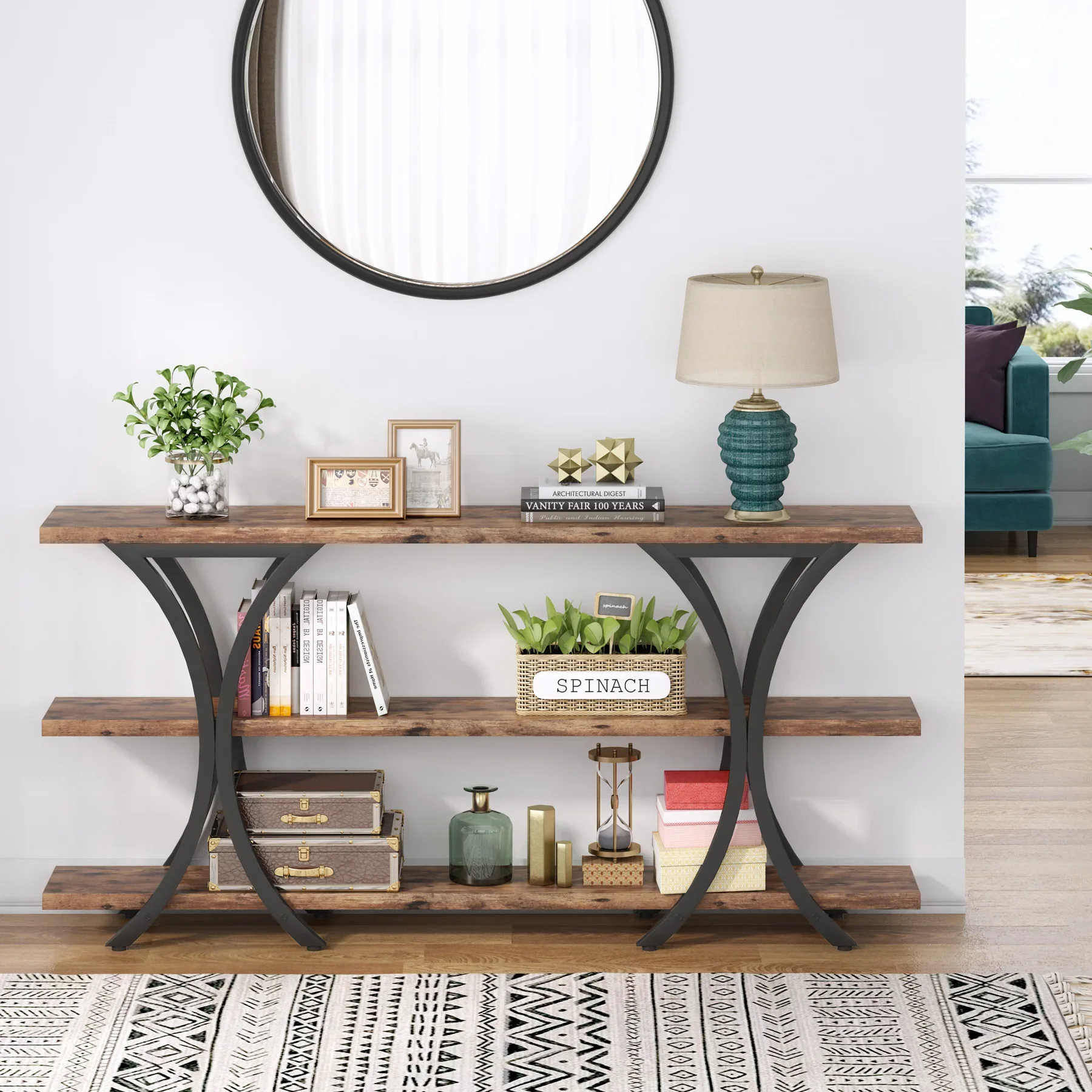 Tribesigns Long Console Table, Brown