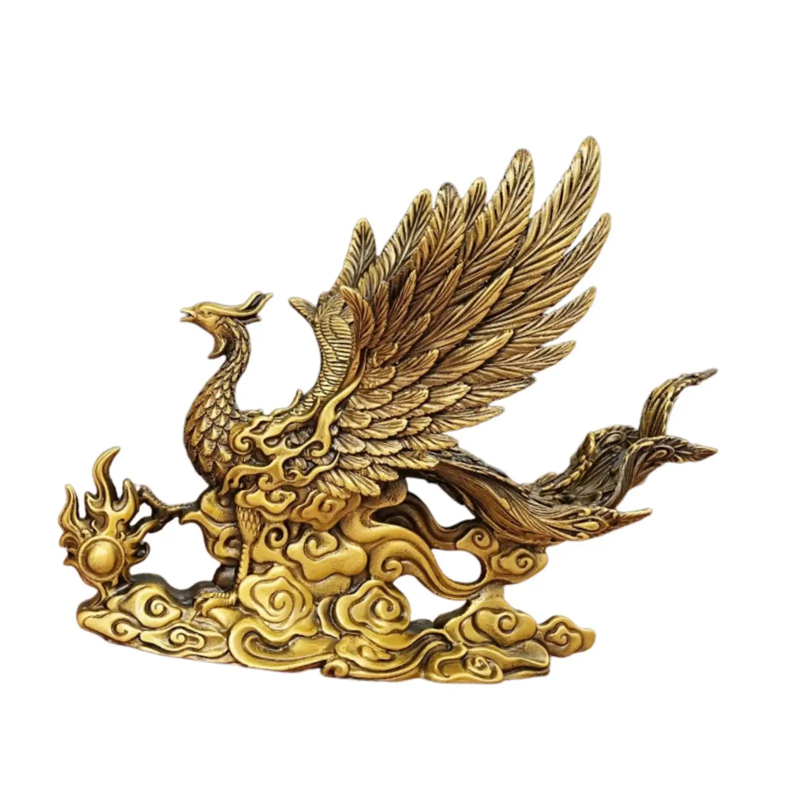 

Brass Phoenix Sculpture Figurine Collectible Gift Traditional Crafts Ornament for Holiday Home Office Living Room Bedroom